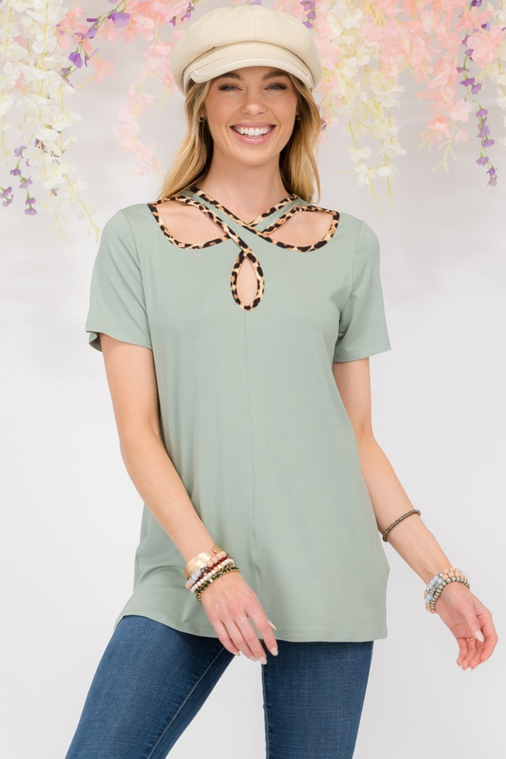 Crisscross Leopard Cut T-Shirt