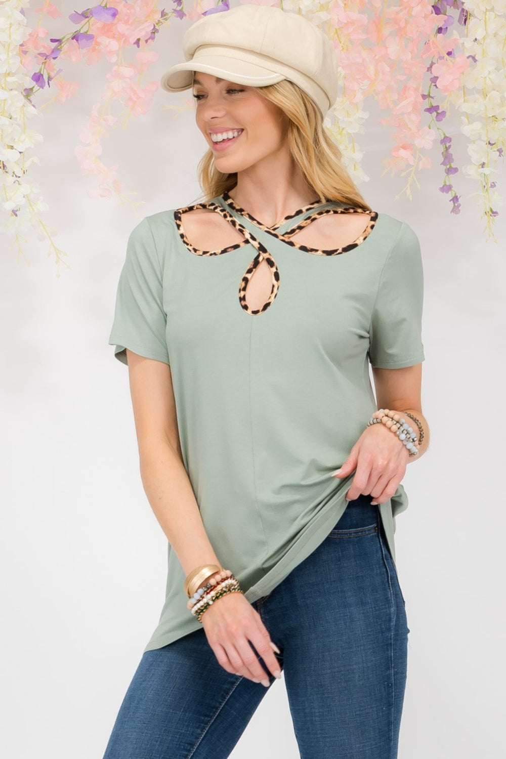 Crisscross Leopard Cut T-Shirt