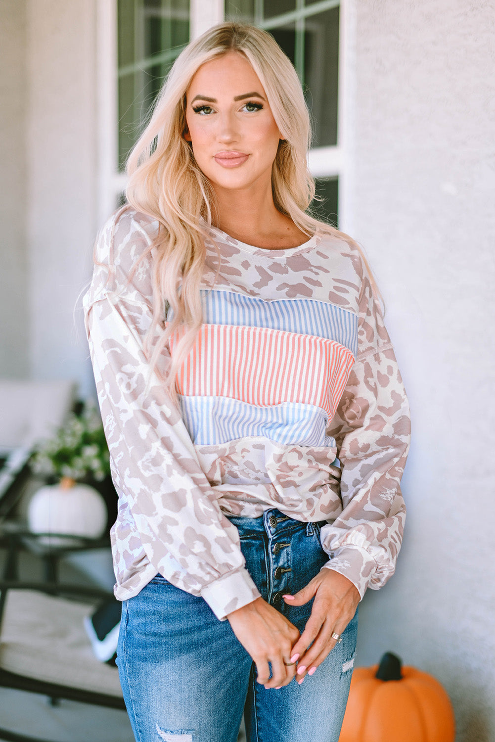 Round Neck Color Block Dropped Shoulder T-Shirt